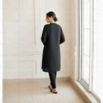 Lylatul dress back view with modest coverage and tapered trousers