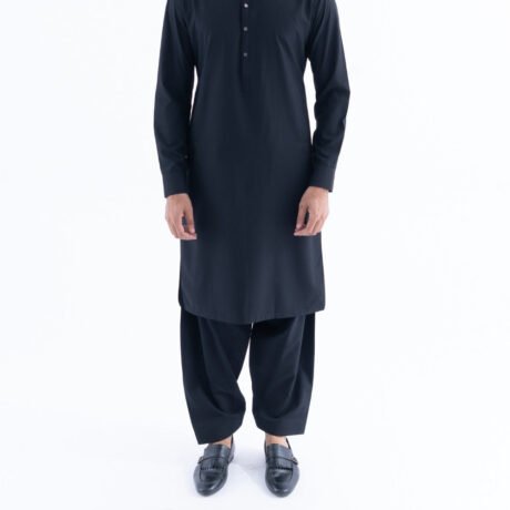 Lylatul Black Blended Shalwar Kameez
