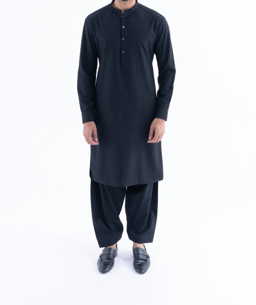 Lylatul Black Blended Shalwar Kameez