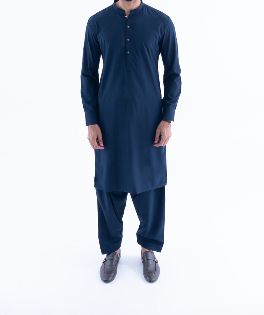 Lylatul Navy Blended Shalwar Kameez