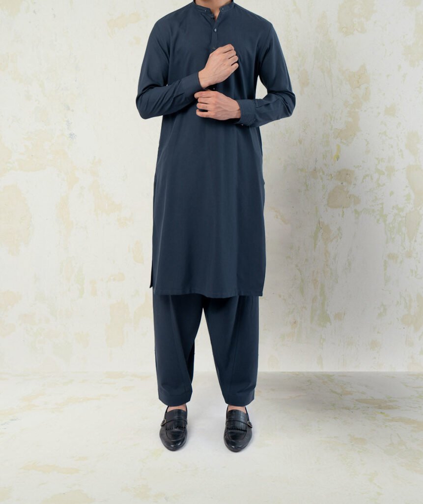 Lylatul Dark Grey Blended Shalwar Kameez
