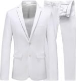 Lylatul White Slim Fit 2 Piece Suit for Men Formal Tuxedo Blazer and Pants Set
