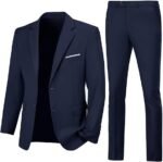 Lylatul Mens Slim Fit Navy Blue 2 Piece Suit Refined Style For Every Occasion