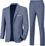 Lylatul Mens Slim Fit 2 Piece Suit Two Button Notched Lapel Tuxedo Set