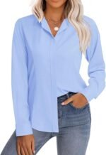 Lylatul Women Classic Fit Wrinkle Free Stretch Dress Shirt