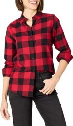 Lylatul Essentials Women Regular Fit Lightweight Plaid Flannel Shirt