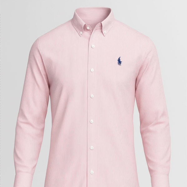 Lylatul Elegant Pink Pinstripe Oxford Shirt Modern Style for Men