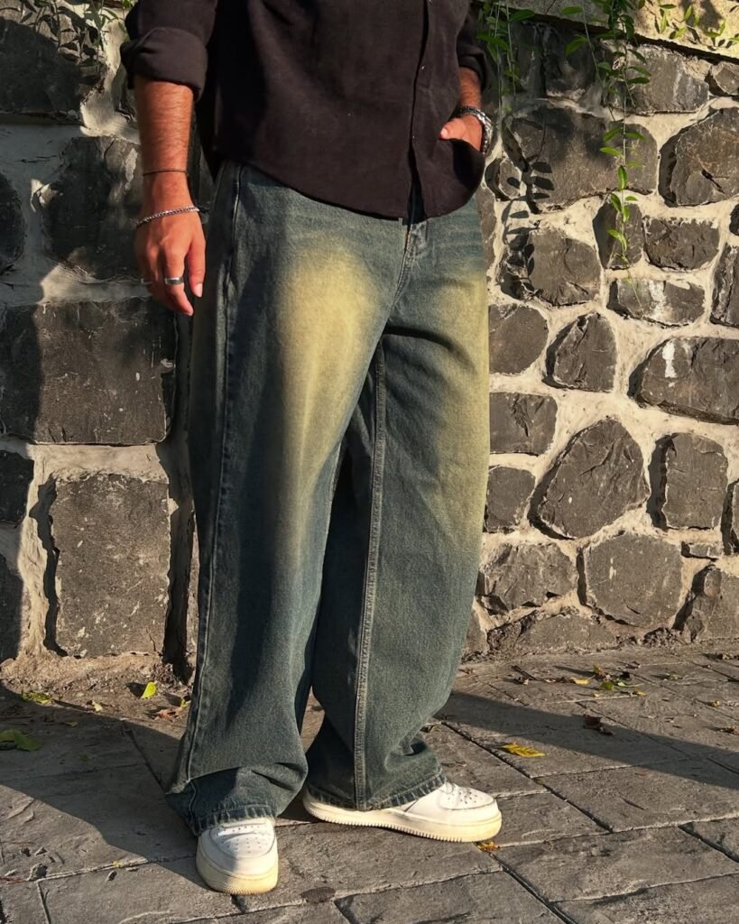 Lylatul Forest Fade Unisex Jeans Earthy Tones Relaxed Fit Timeless Appeal