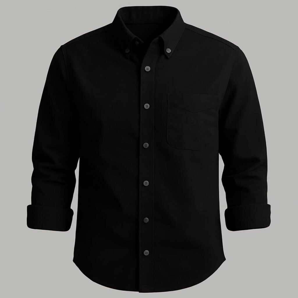 Lylatul Black Cotton Shirt – Timeless Elegance with Ultimate Comfort