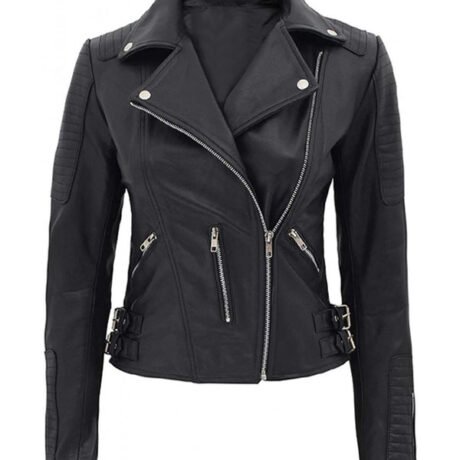 Lylatul Bari Womens Motorcycle Biker Leather Jacket