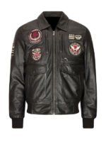 Lylatul Mens Air Force Aviatrix Pilot Brown Leather Jacket