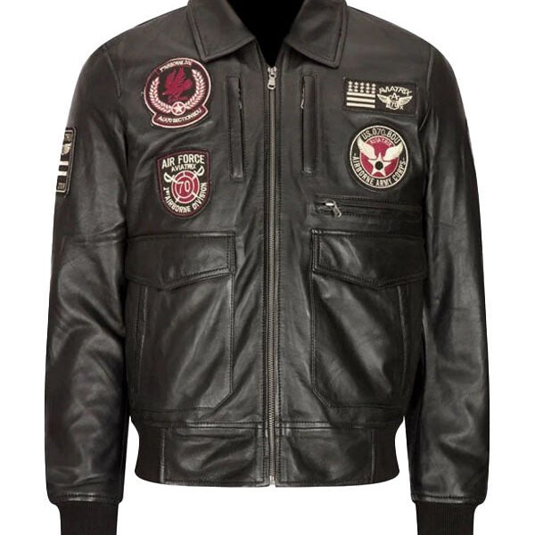 Lylatul Mens Air Force Aviatrix Pilot Brown Leather Jacket